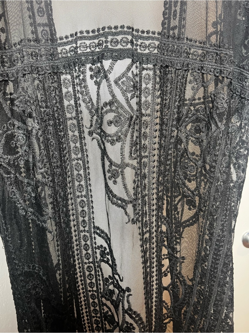 Coco & Shay black sheer lace duster cardigan, size 2XL/3XL. Pre-owned. Features - Picture 7 of 7